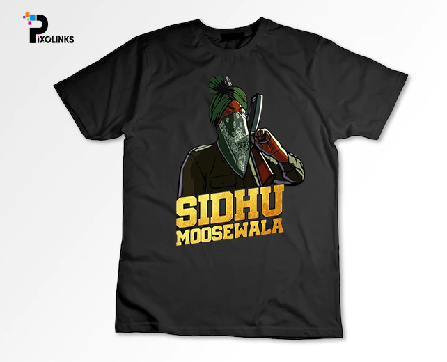 Sidhu Moosewala Tshirt – White and Black Cotton tshirt Half Sleeve