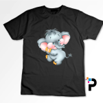 Elephant Cartoon Character Tshirt Print