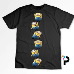 Minions Tshirt Print - White and Black Cotton tshirt Half Sleeve