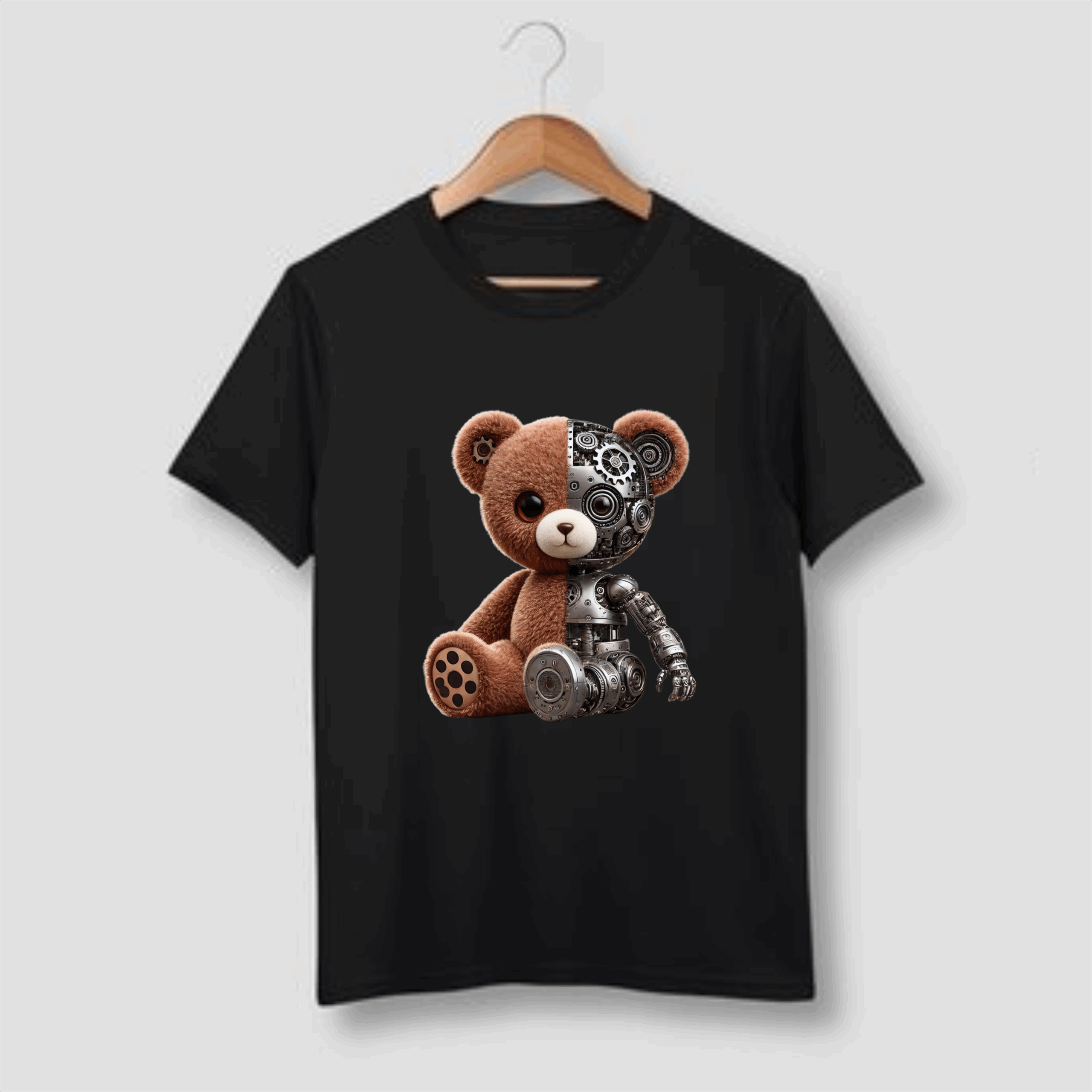half Robot teddy Bear Tshirt